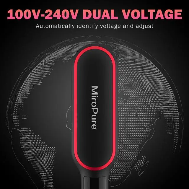 Alt view image 7 of 7 - MiroPure Hair Straightener Brush, Ring Hair Straightener Comb Straightening Brush with 13 Temp Settings 30s Fast Heating & Negative Ions, Straightening Comb for Women with LED Display & Dual Voltage