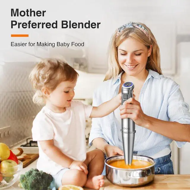 Alt view image 7 of 7 - KOIOS 1100W Immersion Hand Blender, Stainless Steel Stick Blender with 12-Speed & Turbo Mode, 5-in-1 Handheld Blender with 600ml Mixing Beaker with Lid, 500ml Chopper, Whisk, Milk Frother, BPA-Free