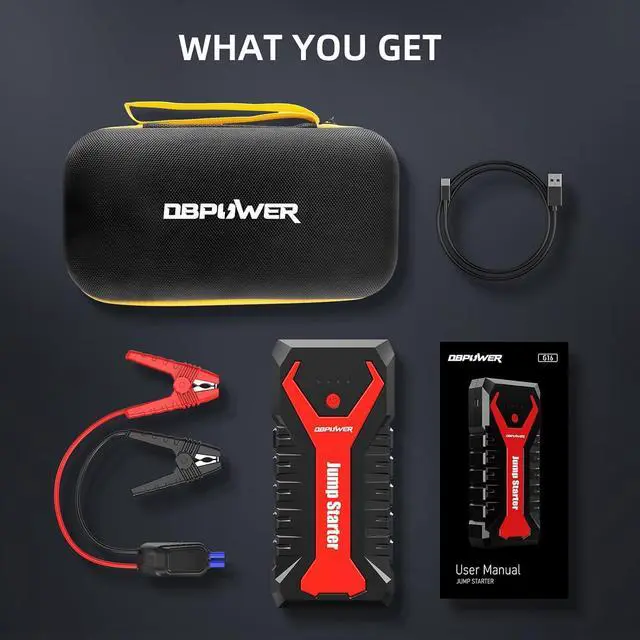 Alt view image 7 of 7 - DBPOWER 3000A/80.66Wh Portable Car Jump Starter (UP to 10.0L Gas/8.0L Diesel Engines) 12V Auto Lithium-Ion Battery Booster with Smart Clamp Cables, Quick Charge, and LED