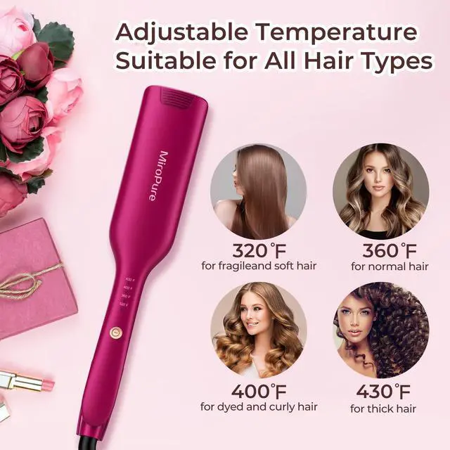 Alt view image 3 of 5 - MiroPure Hair Waver Iron Wand Hair Crimper Hair Waver Barrel Curling Iron 1 Inch PTC Heater Auto Shut-Off Adjustable Easy Shap Long Lasting Heat 320 - 430  Dual Voltage