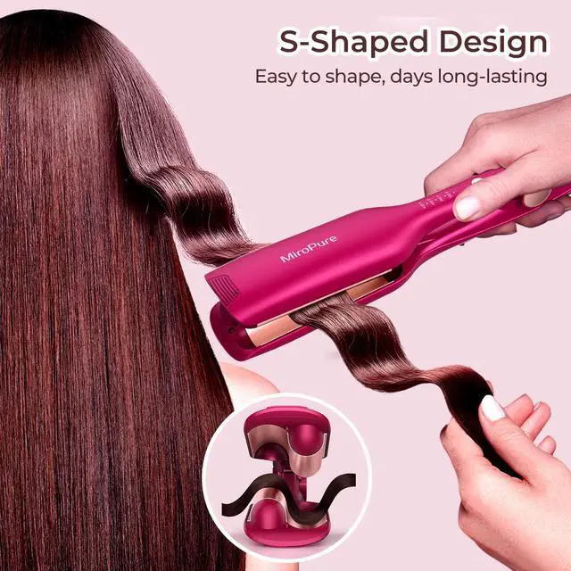 Alt view image 2 of 5 - MiroPure Hair Waver Iron Wand Hair Crimper Hair Waver Barrel Curling Iron 1 Inch PTC Heater Auto Shut-Off Adjustable Easy Shap Long Lasting Heat 320 - 430  Dual Voltage