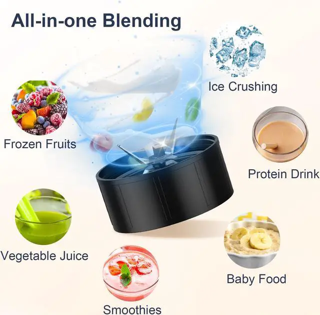 Alt view image 4 of 7 - KOIOS 900W Smoothie Blender, Personal Blender for Shakes and Smoothies with 2 No-BPA 22 oz Portable Blender Bottles and To-Go Lids, Single Serve Mixer Blender for Juices Baby Food, Nutritious Recipe