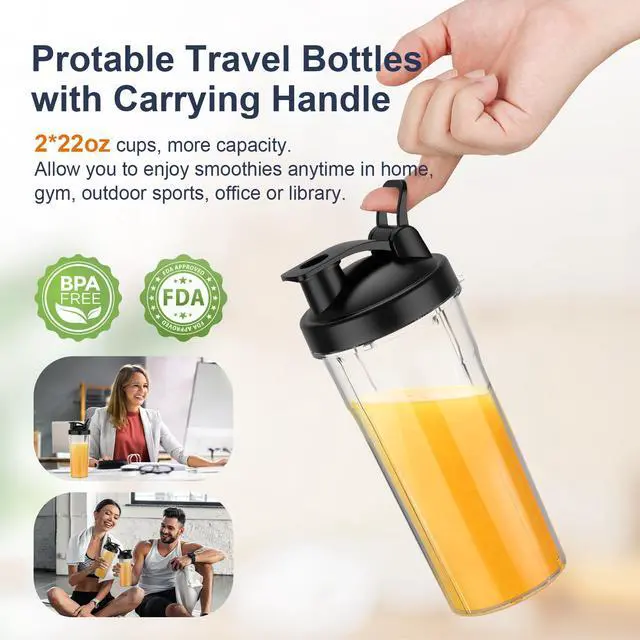 Alt view image 2 of 7 - KOIOS 900W Smoothie Blender, Personal Blender for Shakes and Smoothies with 2 No-BPA 22 oz Portable Blender Bottles and To-Go Lids, Single Serve Mixer Blender for Juices Baby Food, Nutritious Recipe