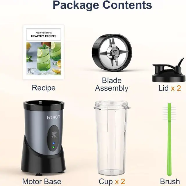 Alt view image 7 of 7 - KOIOS 900W Smoothie Blender, Personal Blender for Shakes and Smoothies with 2 No-BPA 22 oz Portable Blender Bottles and To-Go Lids, Single Serve Mixer Blender for Juices Baby Food, Nutritious Recipe