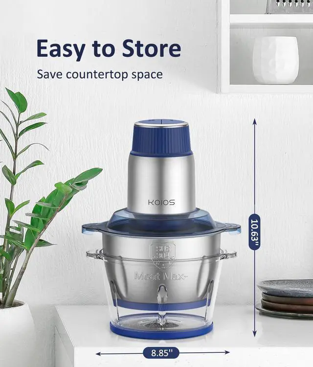 Alt view image 7 of 7 - KOIOS Small Food Processor with 2 Bowls (8 Cup+8 Cup) & 2 Sets Bi-level Blade, 2L Electric Food Chopper Meat Grinder for Meat/Vegetable/Fruits/Nuts/Baby Food, 500W, 2 Speed Modes