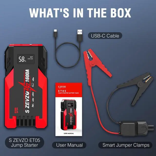 Alt view image 7 of 7 - SZEVZO 1600A 8000mAh Car Jump Starter Booster Jumper Box Power Bank Battery Charger