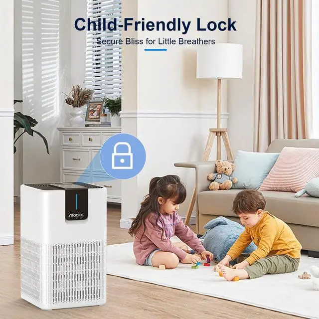 Alt view image 6 of 7 - MOOKA Air Purifiers for Home Large Room Up to 1250 Ft², H13 HEPA Air Purifier for Pets Dust Odor Smoke,Aromatherapy Function,Air Cleaner with 15dB Quiet Sleep Mode for Bedroom Office Living Room,White