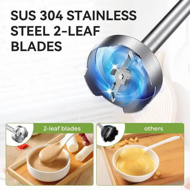 Alt view image 2 of 7 - TENKER 5-in-1 Hand Immersion Blender, 12 Speed Handheld Blender, Copper Motor Stainless Steel Blade Stick Blender,600ml Mixing Beaker,500ml Food Processor, Whisk, Milk Frother, BPA-Free, Red