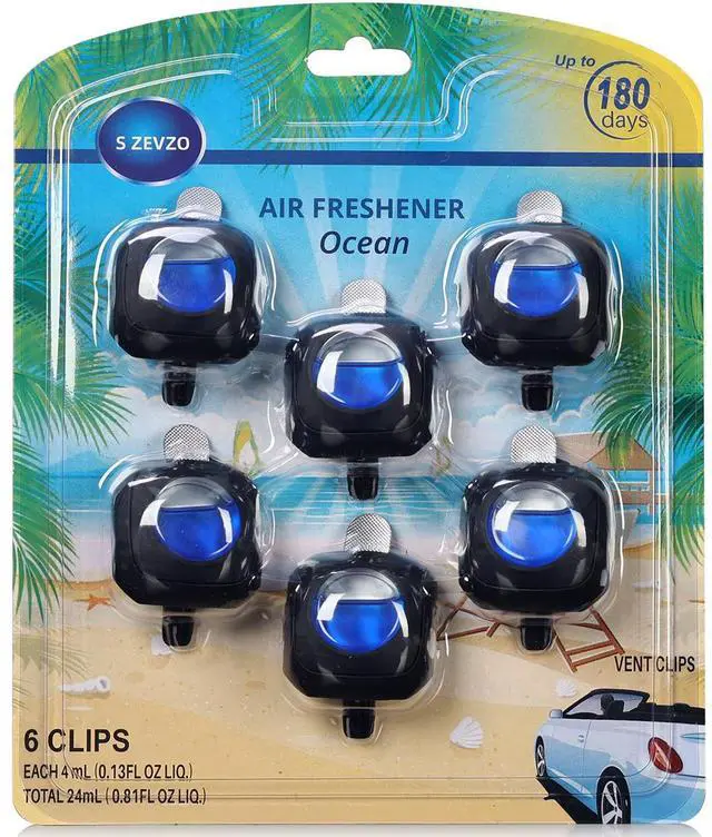 Main image of S ZEVZO 6 Clips Car Ocean Scent Car Air Freshener Car Vent Clip, Long Lasting, 4ML/Pc