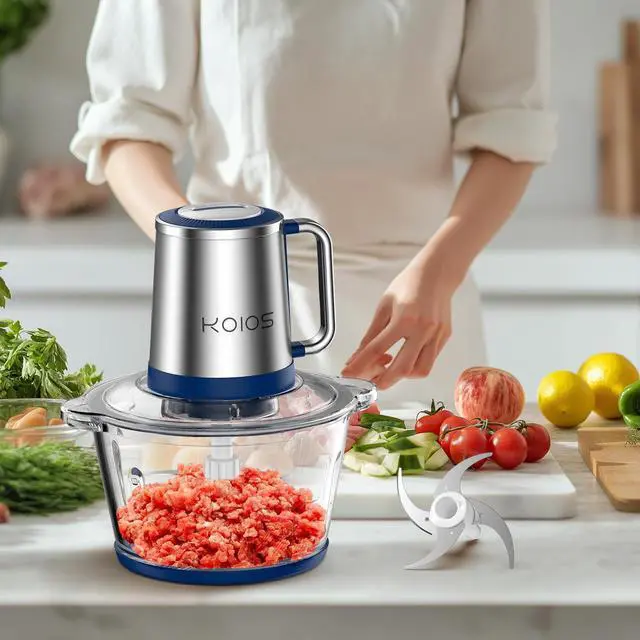 Alt view image 6 of 6 - KOIOS Electric Food Chopper Processor Vegetables Meat Grinder Mixer 2L Glass Clear Bowl