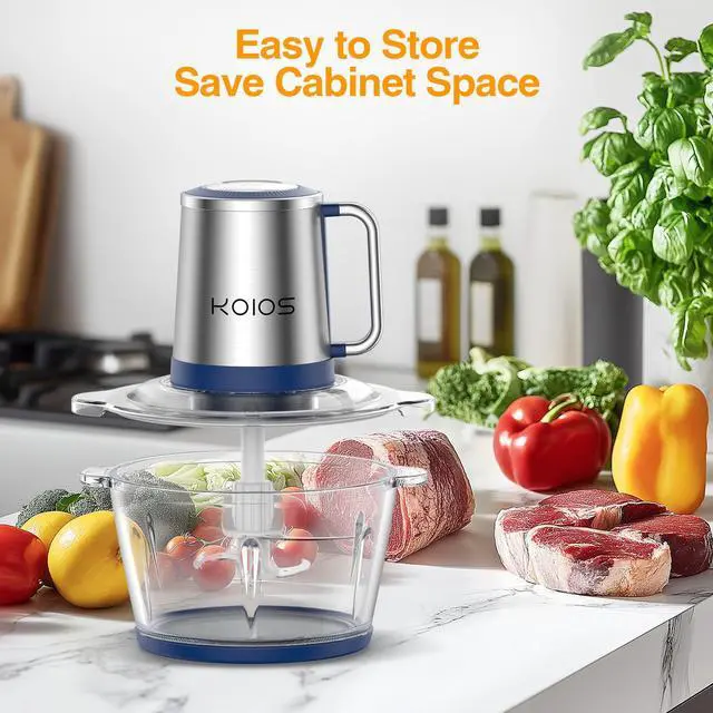 Alt view image 5 of 6 - KOIOS Electric Food Chopper Processor Vegetables Meat Grinder Mixer 2L Glass Clear Bowl