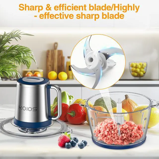 Alt view image 4 of 6 - KOIOS Electric Food Chopper Processor Vegetables Meat Grinder Mixer 2L Glass Clear Bowl