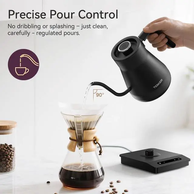 Alt view image 3 of 7 - TENKER Electric Gooseneck Kettle Gooseneck Pour Over Coffee Tea Kettle 1200W Temperature Control Rapid Boil in 3-5 minutes Keep Warm