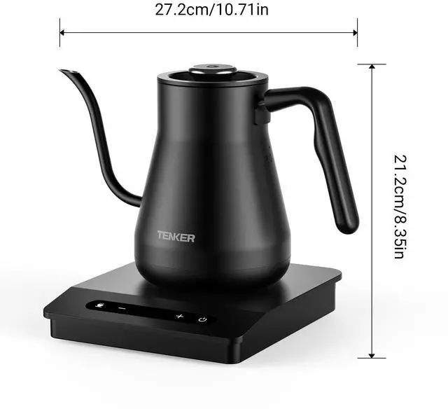 Alt view image 7 of 7 - TENKER Electric Gooseneck Kettle Gooseneck Pour Over Coffee Tea Kettle 1200W Temperature Control Rapid Boil in 3-5 minutes Keep Warm
