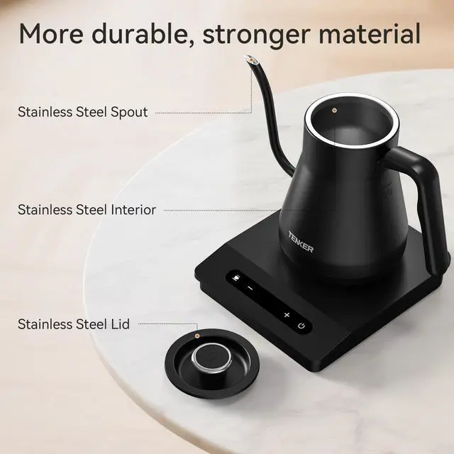 Alt view image 6 of 7 - TENKER Electric Gooseneck Kettle Gooseneck Pour Over Coffee Tea Kettle 1200W Temperature Control Rapid Boil in 3-5 minutes Keep Warm