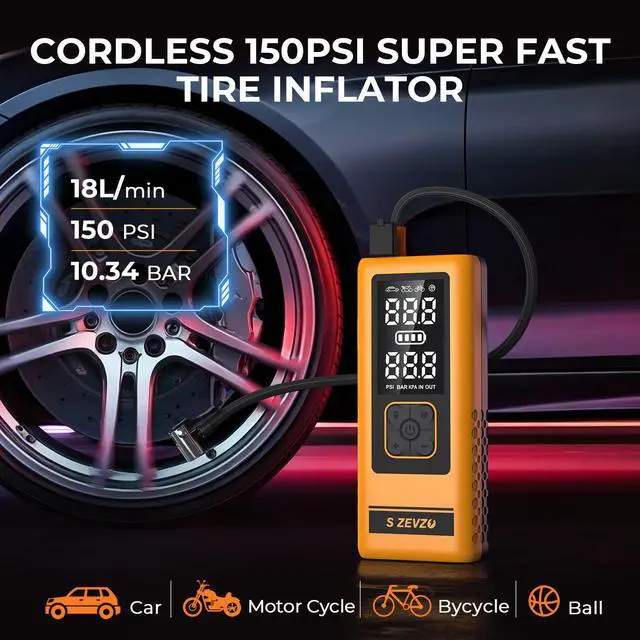 Alt view image 2 of 7 - SZEVZO M5 8800mAh Car Jump Starter with Air compressor Air Inflator Jumper Box Battery Charger Power Bank