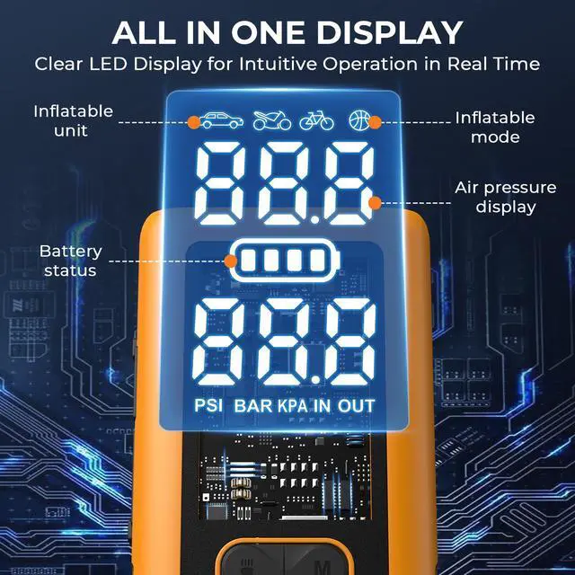 Alt view image 6 of 7 - SZEVZO M5 8800mAh Car Jump Starter with Air compressor Air Inflator Jumper Box Battery Charger Power Bank