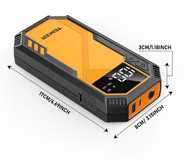 Alt view image 5 of 7 - TENKER QD01 5000A Car Jump Starter 7.2L Gas or 6.5L Diesel 44.4W Portable Power Bank LED Flashlight 12V Jumper Box 10 Protections Built in Comprehensive Protection