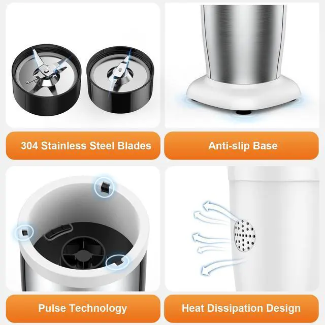 Alt view image 4 of 7 - TENKER Personal Smoothie Blenders Juice Shakes 900W Juicer Maker Countertop Blender White