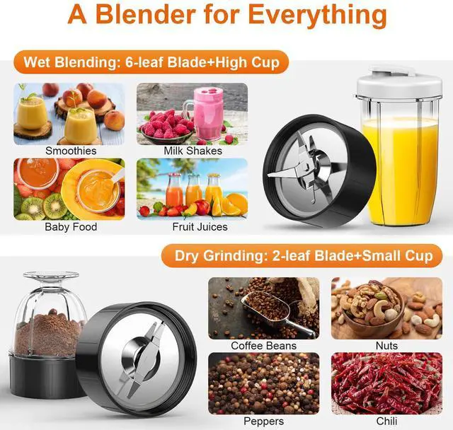 Alt view image 3 of 7 - TENKER Personal Smoothie Blenders Juice Shakes 900W Juicer Maker Countertop Blender White