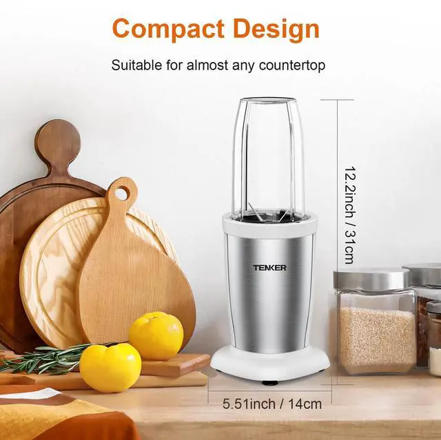 Alt view image 7 of 7 - TENKER Personal Smoothie Blenders Juice Shakes 900W Juicer Maker Countertop Blender White
