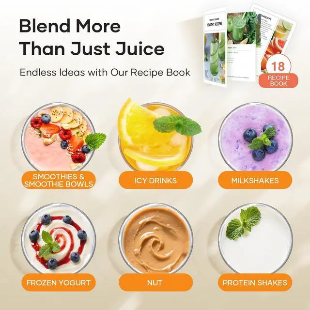 Alt view image 2 of 7 - TENKER 1000W Fruit Vegetable Smoothies Blenders Juice Citrus Countertop Blenders 23 OZ Cups