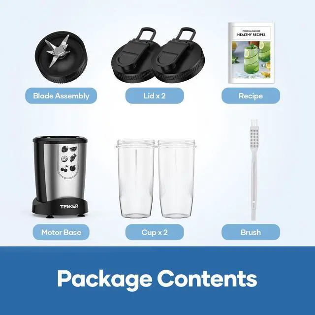 Alt view image 7 of 7 - TENKER 1000W Fruit Vegetable Smoothies Blenders Juice Citrus Countertop Blenders 23 OZ Cups