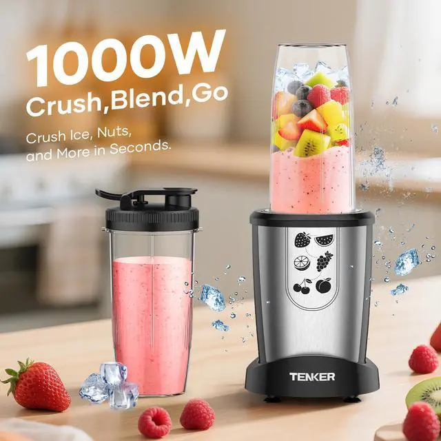 Alt view image 3 of 7 - TENKER 1000W Fruit Vegetable Smoothies Blenders Juice Citrus Countertop Blenders 23 OZ Cups