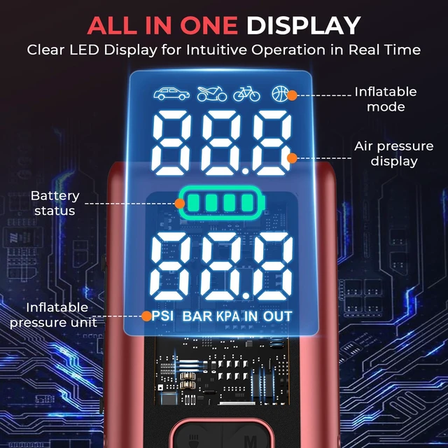 Alt view image 7 of 7 - S ZEVZO Car Jump Starter with Air Compressor, 6000A 150PSI Jump Box Battery Pack(6.0 Gas/4.0L Diesel), Portable 12V Jump Box with Auto-Shutoff Tire Inflator, USB Ports, LCD Display & LED Light