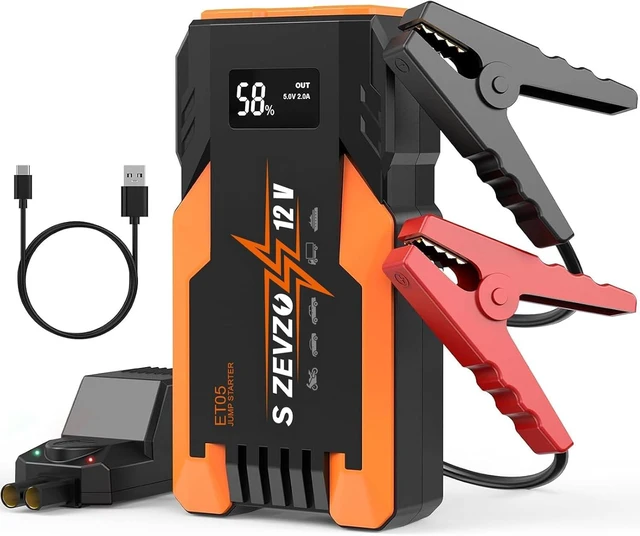 Main image of S ZEVZO ET05 Jump Starter 5000A Portable Car Jump Starter Battery Pack (7.2L Gas/ 5.5L Diesel), 51.8Wh 12V Jump Box with USB Ports, LCD Display and 3 Modes Flashlight