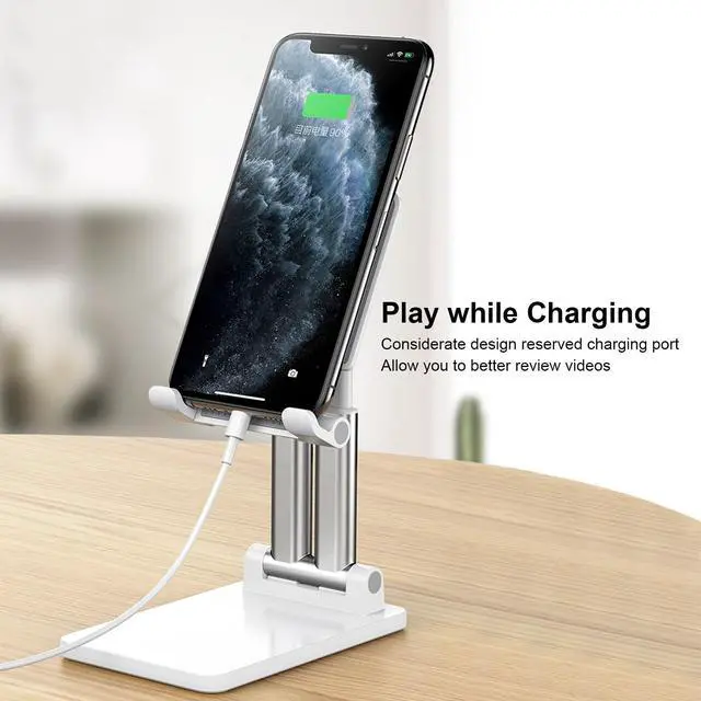 Alt view image 6 of 7 - Desktop Tablet Mobile Phone Holder Stand Angle Height Adjustable Foldable Cell Phone Stand Compatible with All Mobile Phone/Tablet PC