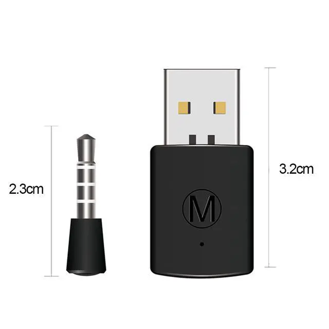 Alt view image 7 of 7 - Bluetooth Receiver Wireless Headset Headphone Adapter with Mic Bluetooth 4.0 Dongle USB Adapter USB Dongle for PS4 Black