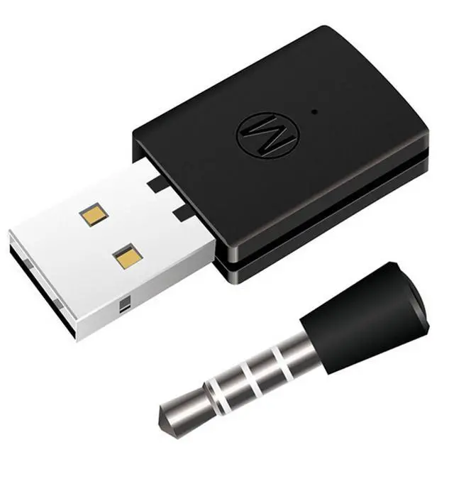 Alt view image 2 of 7 - Bluetooth Receiver Wireless Headset Headphone Adapter with Mic Bluetooth 4.0 Dongle USB Adapter USB Dongle for PS4 Black