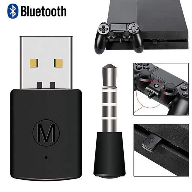 Alt view image 3 of 7 - Bluetooth Receiver Wireless Headset Headphone Adapter with Mic Bluetooth 4.0 Dongle USB Adapter USB Dongle for PS4 Black