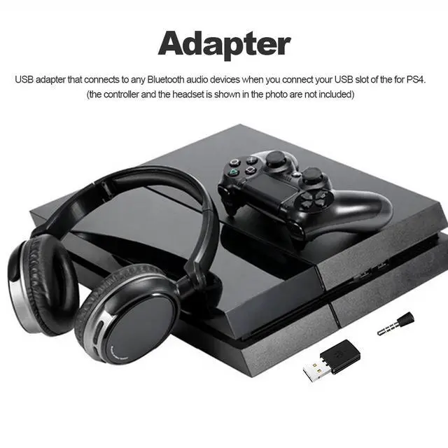 Alt view image 4 of 7 - Bluetooth Receiver Wireless Headset Headphone Adapter with Mic Bluetooth 4.0 Dongle USB Adapter USB Dongle for PS4 Black