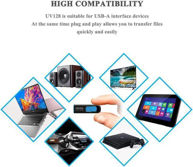 Alt view image 6 of 7 - ADATA 32GB UV128 USB 3.2 Gen 1 Flash Drive (AUV128-32G-RBE)
