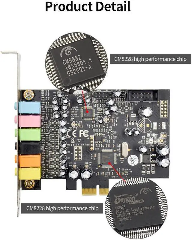Alt view image 6 of 7 - PCIE 7.1 Channel Sound Card Stereo Surround Sound Built-in CM8828 Chip 8 Channel Sound Output Audio Sound Card