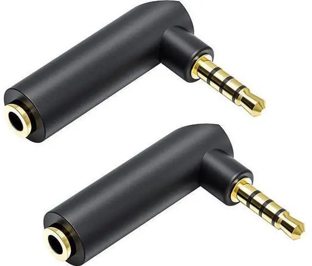 Main image of Right Angle 3.5mm 90 Degree Audio Adapter Headphone Jack TRRS 1/8 Male to Female Connector for Laptop Xbox Controler Smartphone Roku Remote (2-Pack)