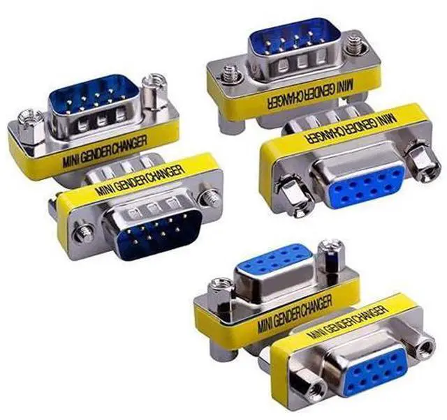 Main image of 6-Pack 9Pin RS232 Serial Cable DB9 Male to Male/Female to Female/Male to Female Mini Gender Changer Adapter Coupler Connector