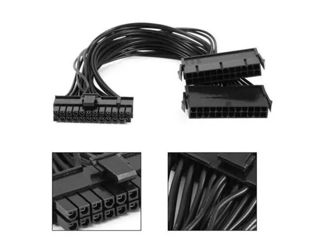 Alt view image 3 of 7 - 24-pin To Dual 24-pin ATX Power Supply Connector Splitter Dual-PSU ATX adapter