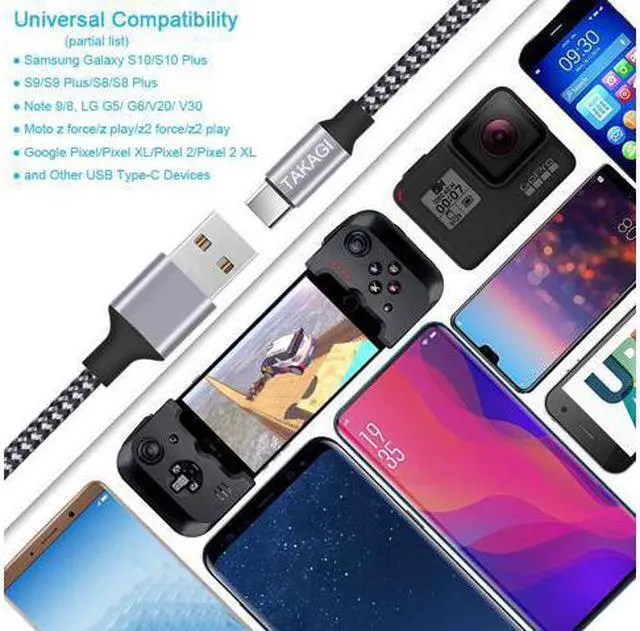 Alt view image 3 of 7 - USB Type C Cable, 3 Pack 6ft USB C to USB A Nylon Braid Fast Charging Cord High Speed Data Sync Transfer Charger Cable Compatible with Galaxy S9, Note, LG, Pixel 2 XL, Huawei, ONEPLUS and More