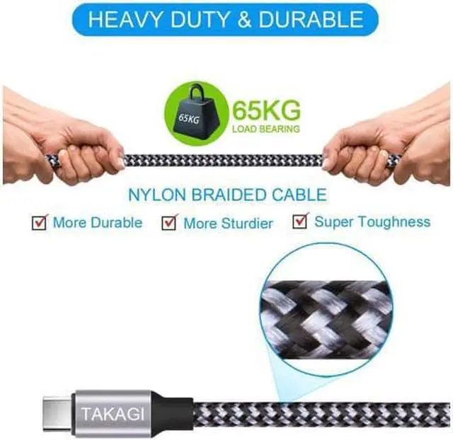 Alt view image 2 of 7 - USB Type C Cable, 3 Pack 6ft USB C to USB A Nylon Braid Fast Charging Cord High Speed Data Sync Transfer Charger Cable Compatible with Galaxy S9, Note, LG, Pixel 2 XL, Huawei, ONEPLUS and More