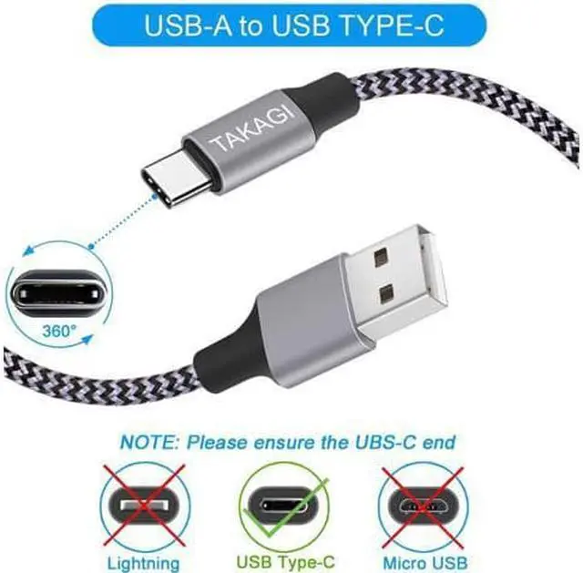 Alt view image 4 of 7 - USB Type C Cable, 3 Pack 6ft USB C to USB A Nylon Braid Fast Charging Cord High Speed Data Sync Transfer Charger Cable Compatible with Galaxy S9, Note, LG, Pixel 2 XL, Huawei, ONEPLUS and More