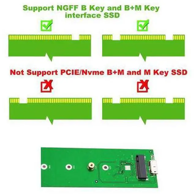 Alt view image 6 of 7 - Wanmingtek M.2 to USB Adapter, B/B+M Key M.2 SSD Adapter USB 3.0, USB3.0 to 2230 2242 2260 2280 M2 SSD Drive Adapter, NGFF Converter SSD Reader Card