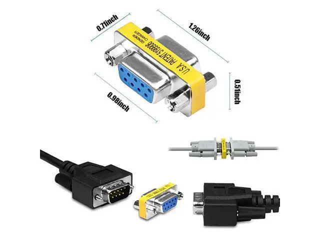 Alt view image 6 of 7 - 6-Pack 9Pin RS232 Serial Cable DB9 Male to Male/Female to Female/Male to Female Mini Gender Changer Adapter Coupler Connector
