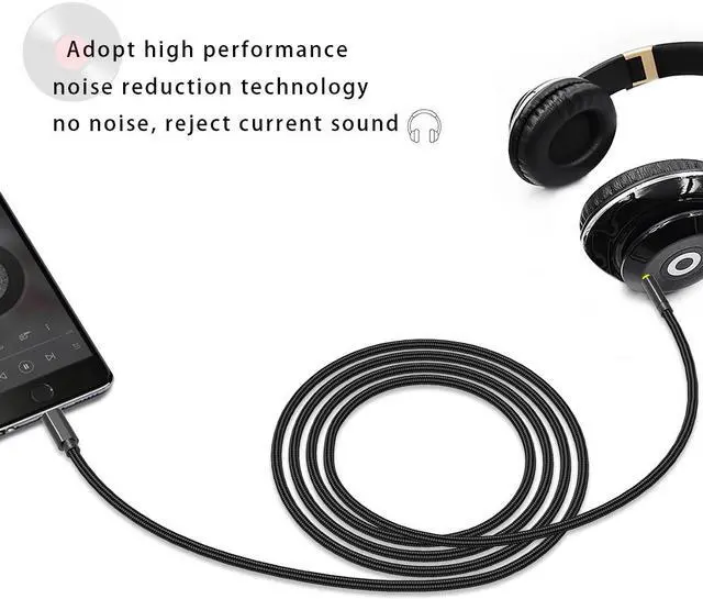 Alt view image 5 of 5 - Aux Cord for Car 3.5mm Audio Stereo Cable Compatible with iPhone 8/12/XS/XR/X/i-Pad/iPod for Car/Home Stereo, Speaker, Headphone, Support All iOS Version -6.6 ft Black…