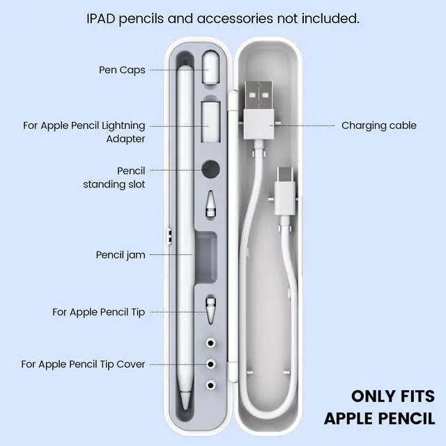 Alt view image 3 of 6 - Carrying Pencil Case Storage Box with Lid for Apple Pencil 2nd Gen and 1st Generation Pen Protective Carrying Case Lightweight Compact Holder Hard Storage Box for iPad Pencil Holder Accessories