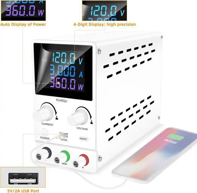 Alt view image 4 of 7 - KUAIQU SPPS-B1203D 120V 3A Temperature Controlled Fan Dc Switching Programmable Power Supply Factory Test Repair Mobile Phone PCB DC Power Supply White