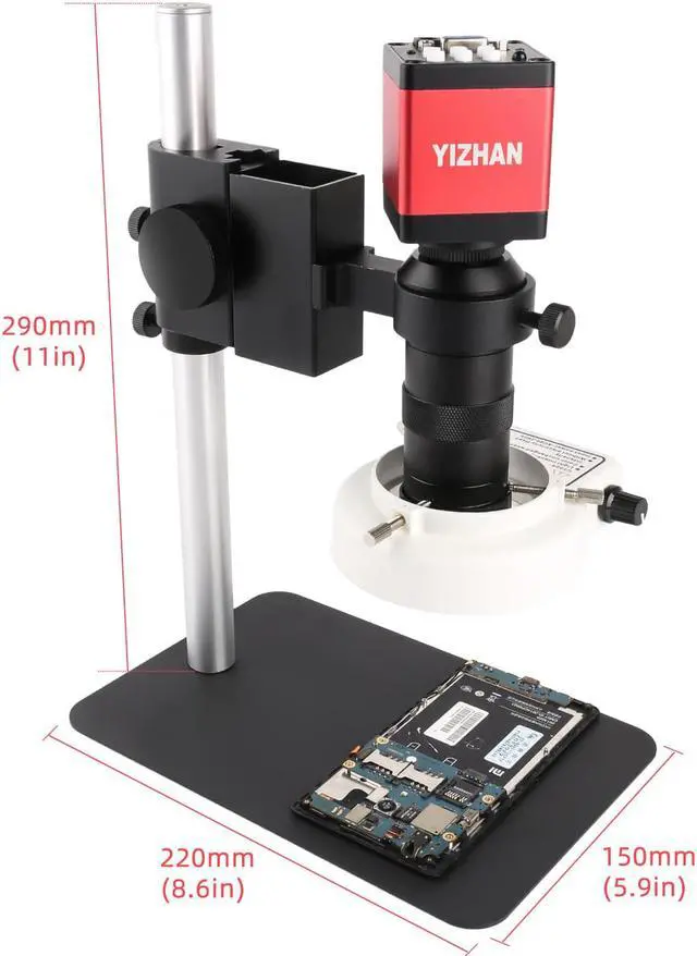 Alt view image 2 of 7 - 130X Digital Electronic Video Microscope With 60FPS 1080P 13MP Jewelry Camera Mobile Phone Repair Microscope Low Thickness Working Board White