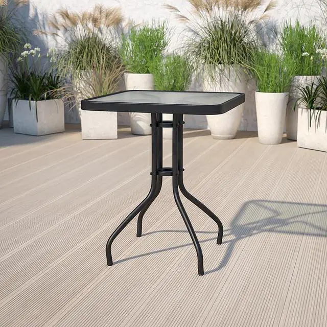 Alt view image 3 of 19 - Flash Furniture Barker Square Tempered Glass Metal Table (TLH073A1)